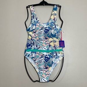 Emme Jordan Tropical Print One-Piece Swimsuit – Size S